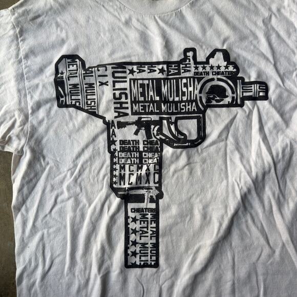 VTG 90S Y2K METAL MULISHA GUN UZI T-SHIRT GRUNG SKATE EMO PUNK MENS LARGE - Picture 2 of 6